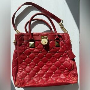 Michael Kors Red Quilted Satchel